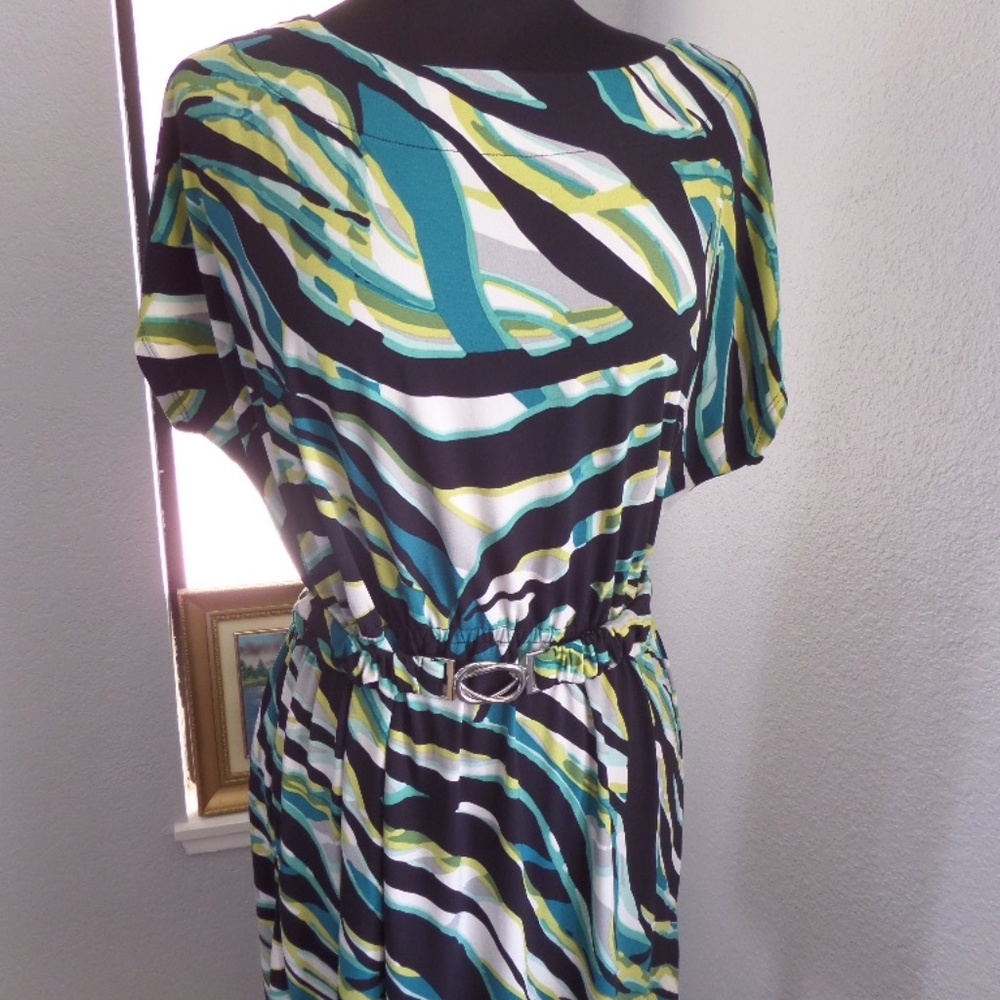 APT.9 Women's Dress Size L Green Black White B03
